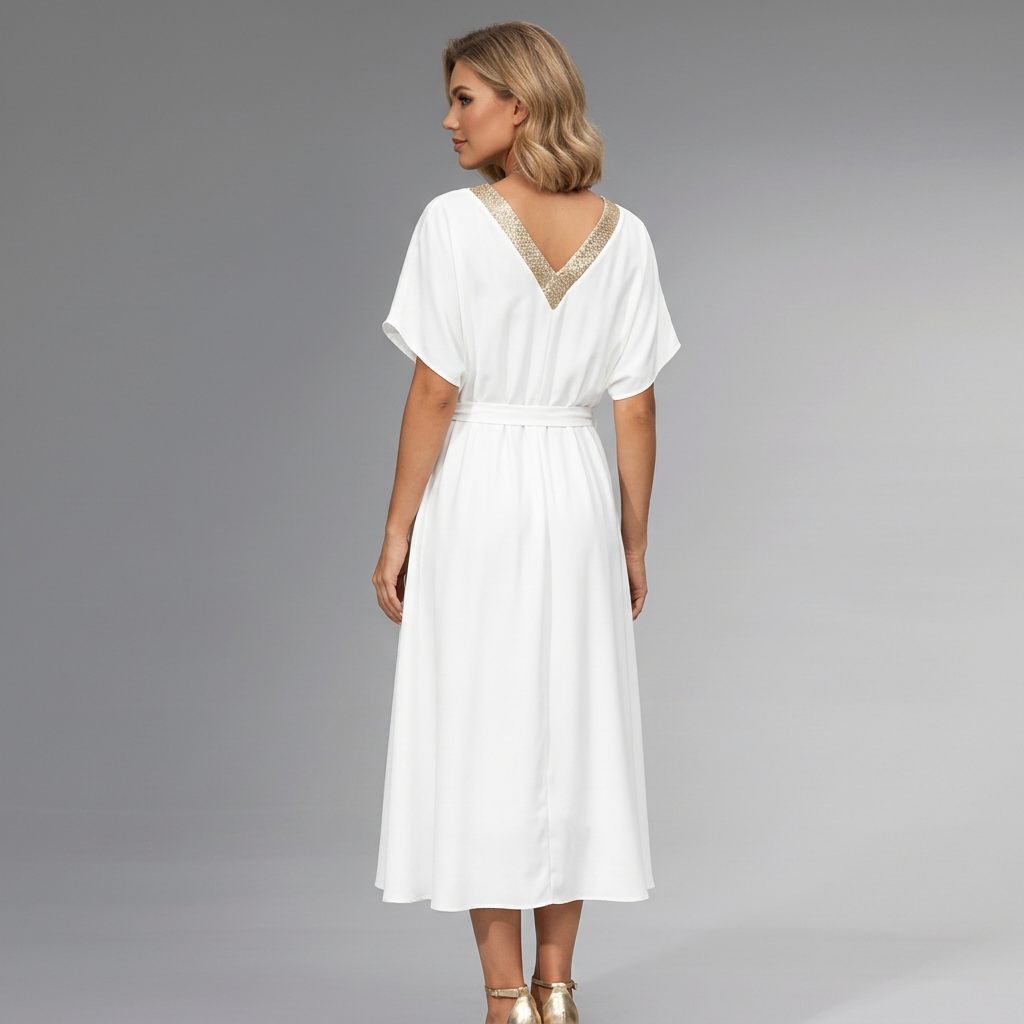 Alondra | Women's Midi Dress with Flattering V-Neck