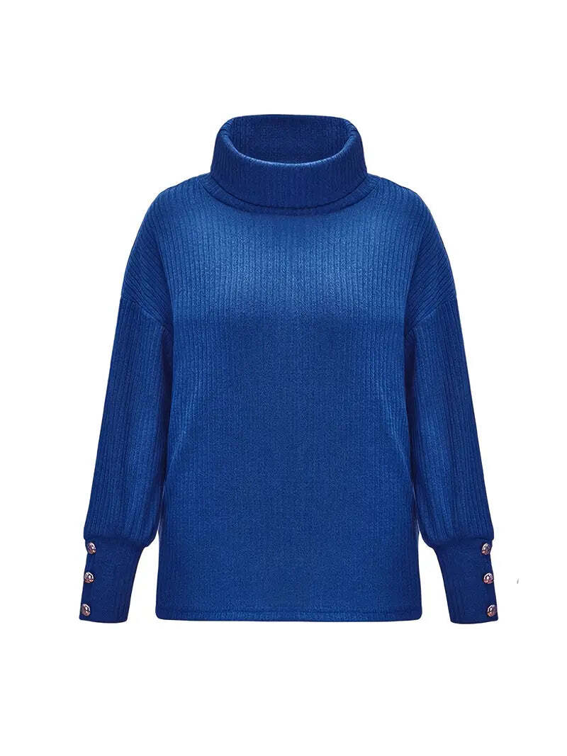 Women’s Turtleneck Jumper with Button Sleeves