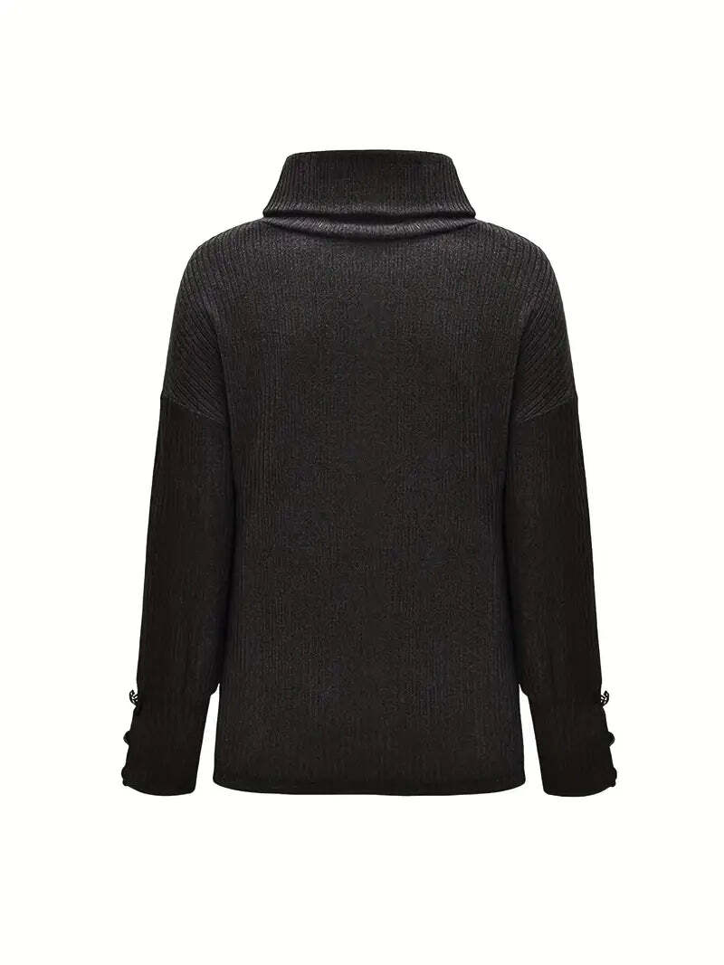 Women’s Turtleneck Jumper with Button Sleeves