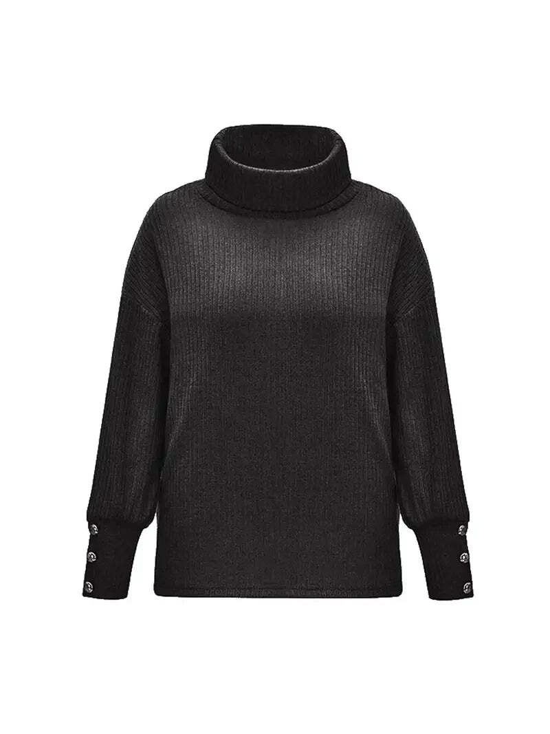 Women’s Turtleneck Jumper with Button Sleeves