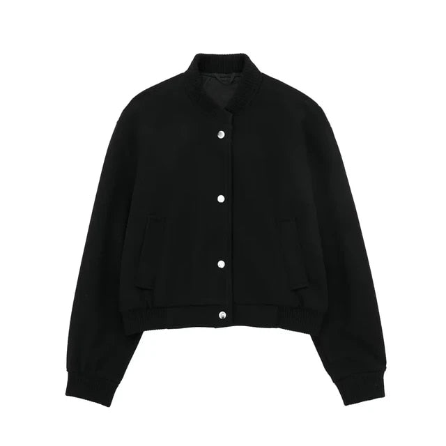 Women’s Cropped Button-Down Bomber Jacket
