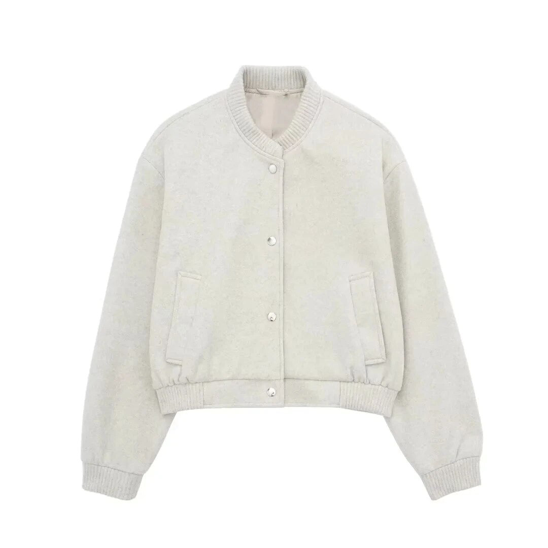 Women’s Cropped Button-Down Bomber Jacket